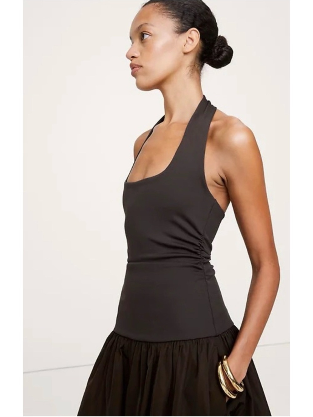 NWT! Banana Republic Jersey & Taffeta Mixed Media Halter Maxi Dress Size XS - Picture 3 of 6